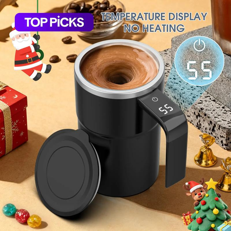 Intelligent Coffee Cup with Lid, 1/3 Counts Automatic Stirring Cup with Temperature Display, USB Rechargeable Stirring Cup for Coffee, Tea, Hot Chocolate, Gift
