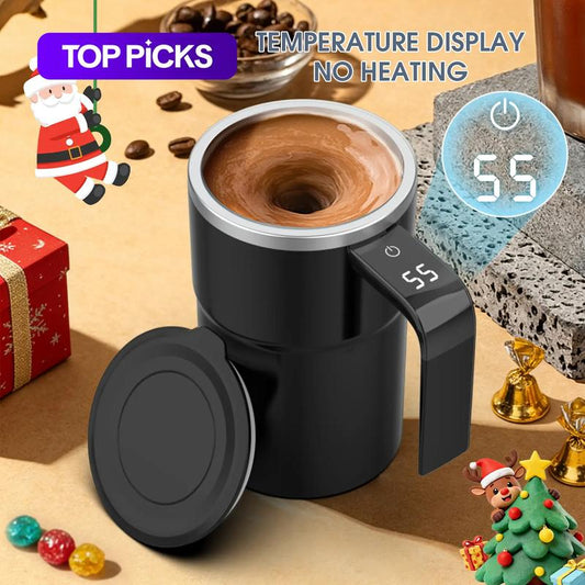 Intelligent Coffee Cup with Lid, 1/3 Counts Automatic Stirring Cup with Temperature Display, USB Rechargeable Stirring Cup for Coffee, Tea, Hot Chocolate, Gift