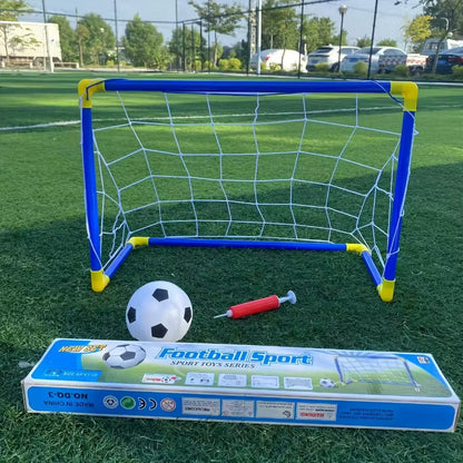 Portable Indoor/Outdoor Toy Football Goal Set44X25Cm - Micro Soccer Net Pump&Ball Lightweight Kids Training Park Beach Games